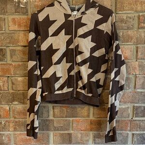 AQ-Sport Brown Houndstooth Zip-Up Hoodie